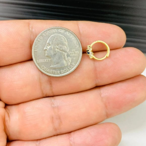 14K Yellow Gold Flowers Huggies Hoop Earrings Birthstones 11x13mm for Baby Girls - Picture 6 of 16